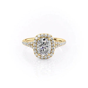 The Miley Set With A 4 Carat Elongated Cushion Moissanite