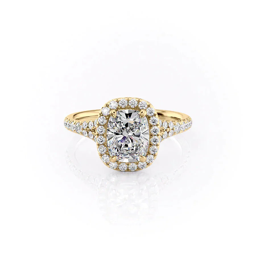 The Miley Set With A 3.5 Carat Elongated Cushion Moissanite