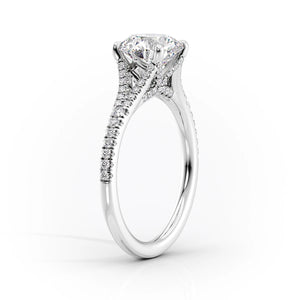 The Jade Set With A 1.5 Carat Cushion Moissanite