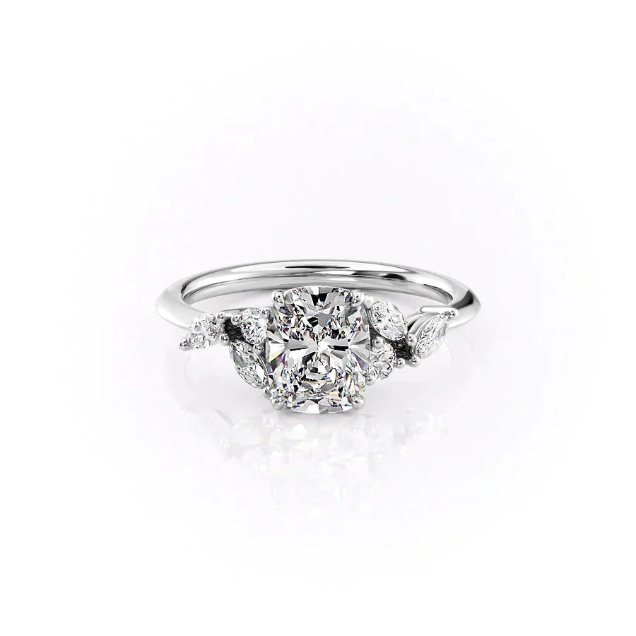 The Melissa Set With A 1 Carat Elongated Cushion Lab Diamond