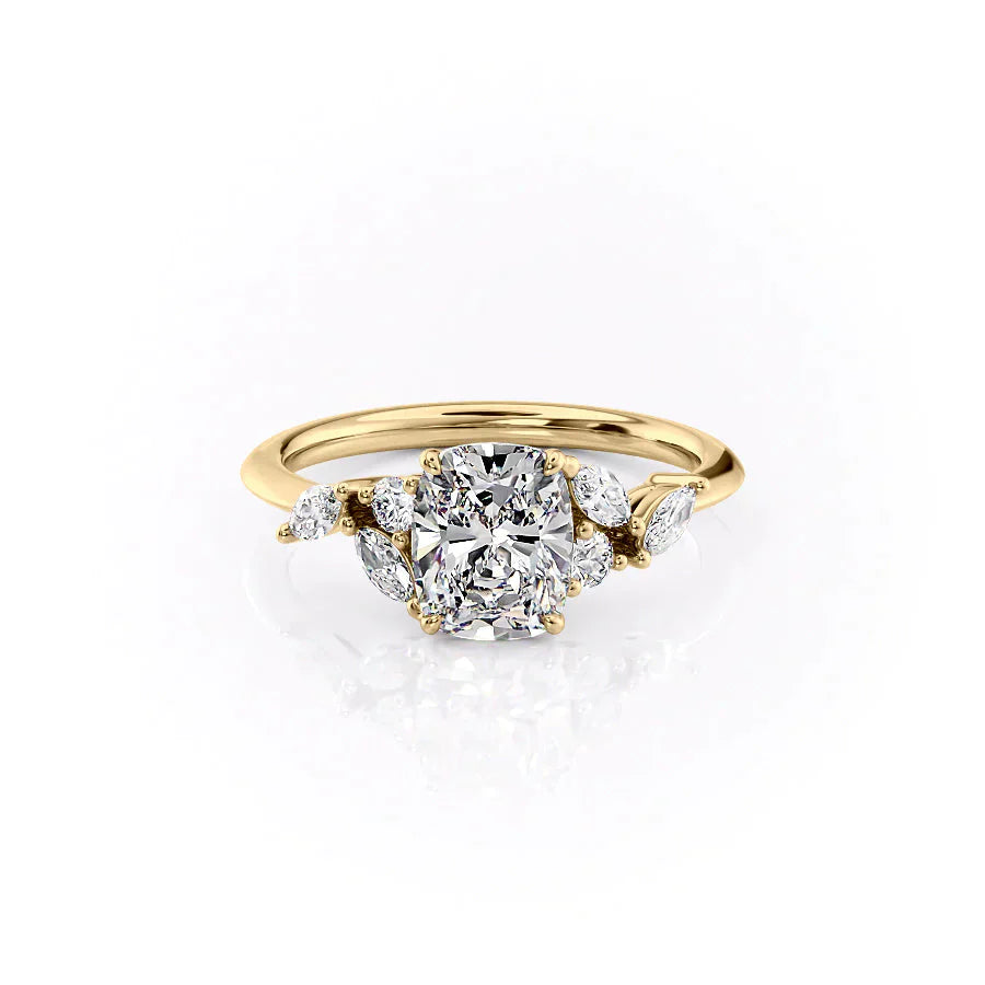 The Melissa Set With A 2.5 Carat Elongated Cushion Lab Diamond