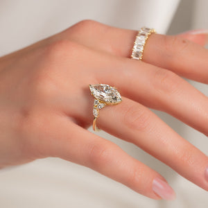 The Melissa Set With A 2.5 Carat Marquise Lab Diamond