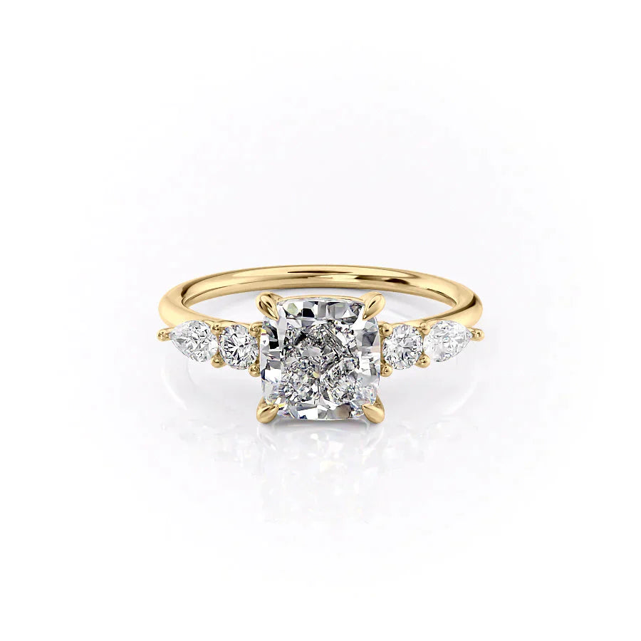The Abigail Set With A 5 Carat Cushion Moissanite