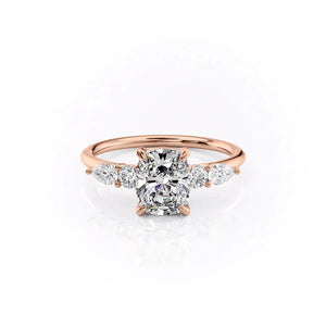 The Abigail Set With A 4.5 Carat Elongated Cushion Moissanite