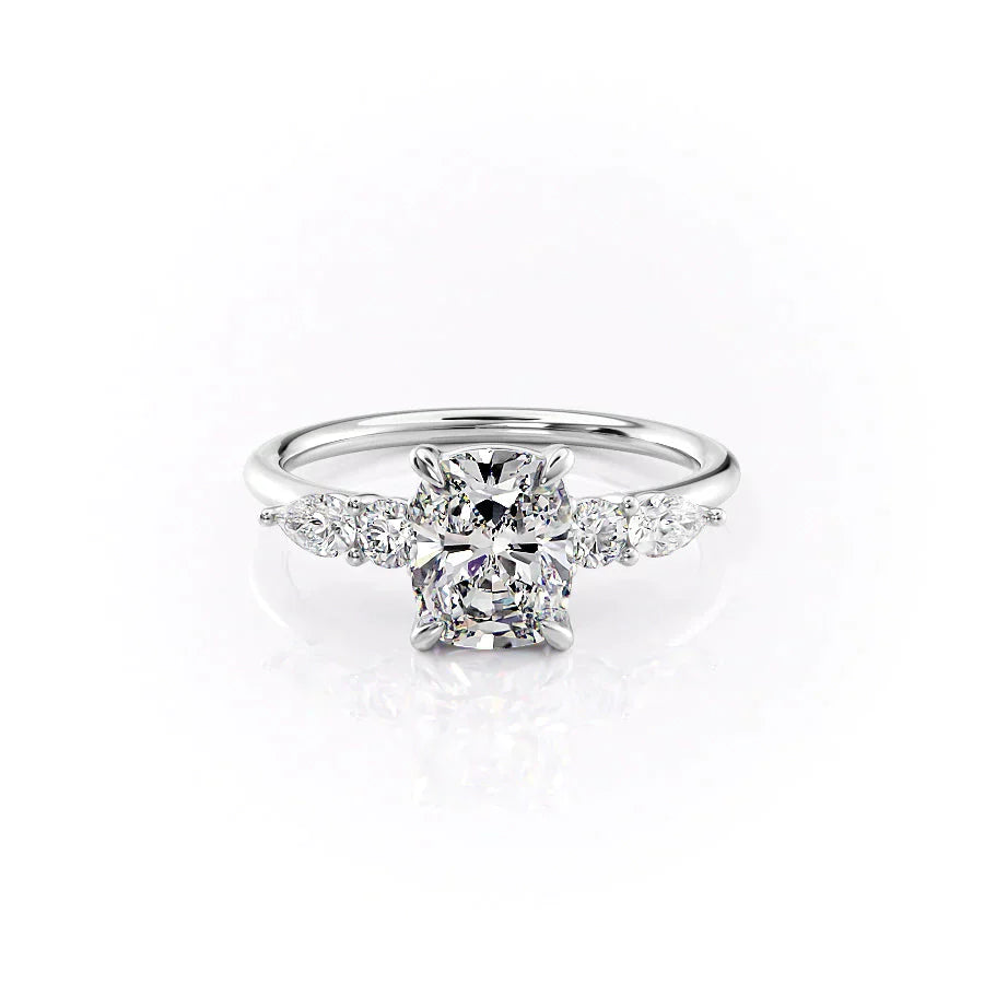 The Abigail Set With A 1.5 Carat Elongated Cushion Moissanite