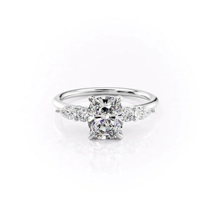 The Abigail Set With A 3.5 Carat Elongated Cushion Moissanite