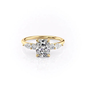 The Abigail Set With A 2 Carat Elongated Cushion Lab Diamond
