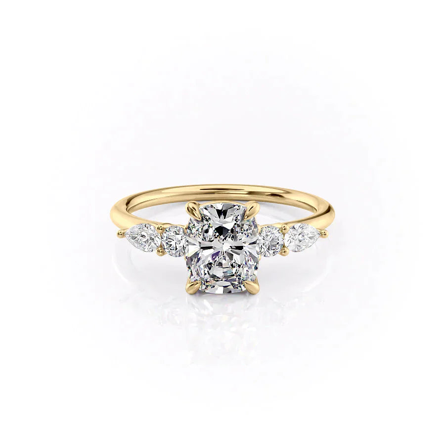 The Abigail Set With A 3 Carat Elongated Cushion Lab Diamond
