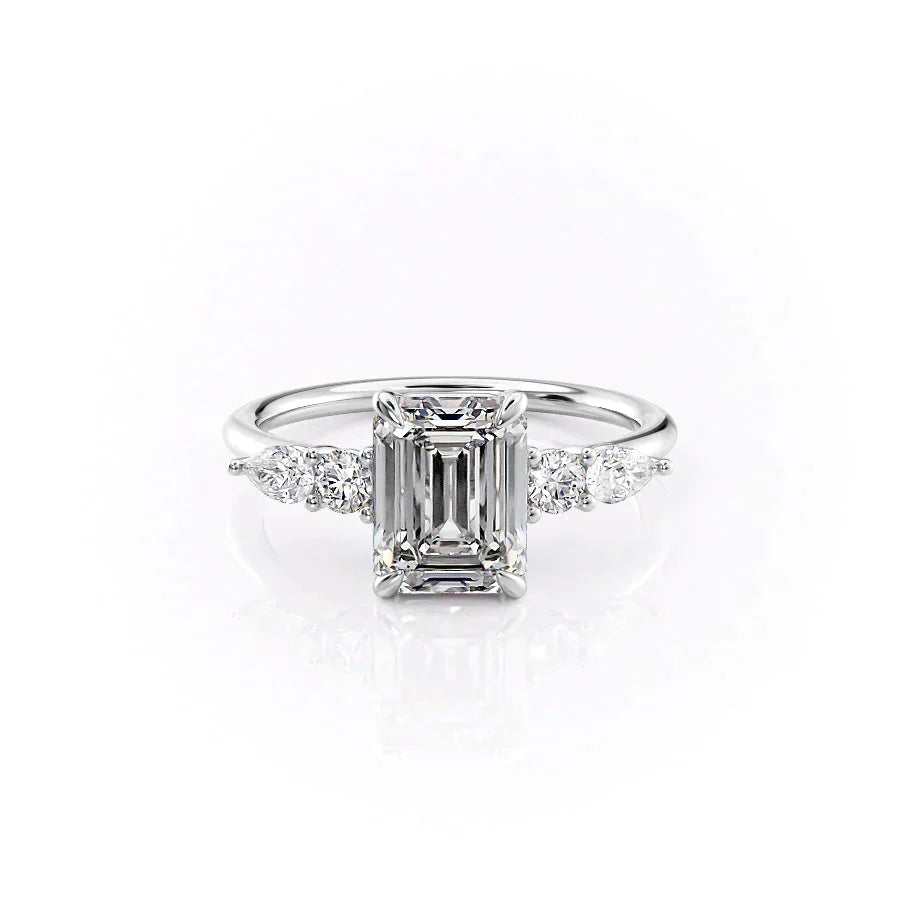 The Abigail Set With A 2.5 Carat Emerald Moissanite