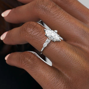 The Abigail Set With A 1 Carat Marquise Lab Diamond