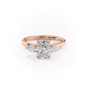 The Lauren Set With A 4 Carat Elongated Cushion Moissanite