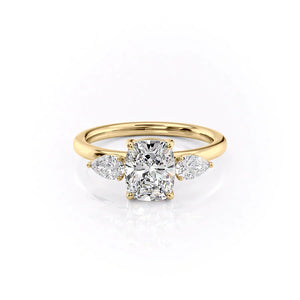 The Lauren Set With A 3.5 Carat Elongated Cushion Moissanite