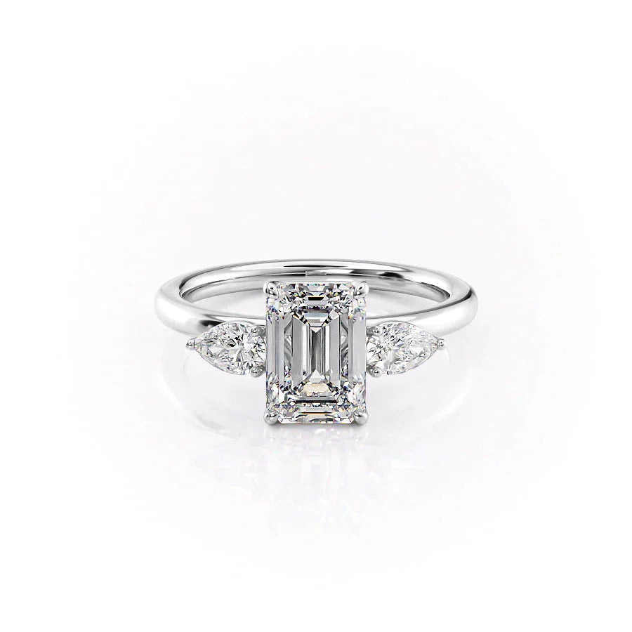 The Lauren Set With A 4 Carat Emerald Moissanite