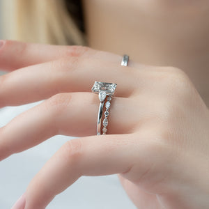 The Lauren Set With A 5 Carat Emerald Moissanite