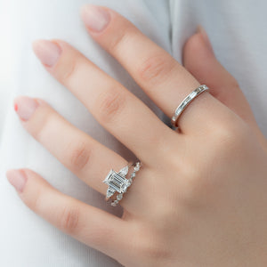 The Lauren Set With A 5 Carat Emerald Moissanite