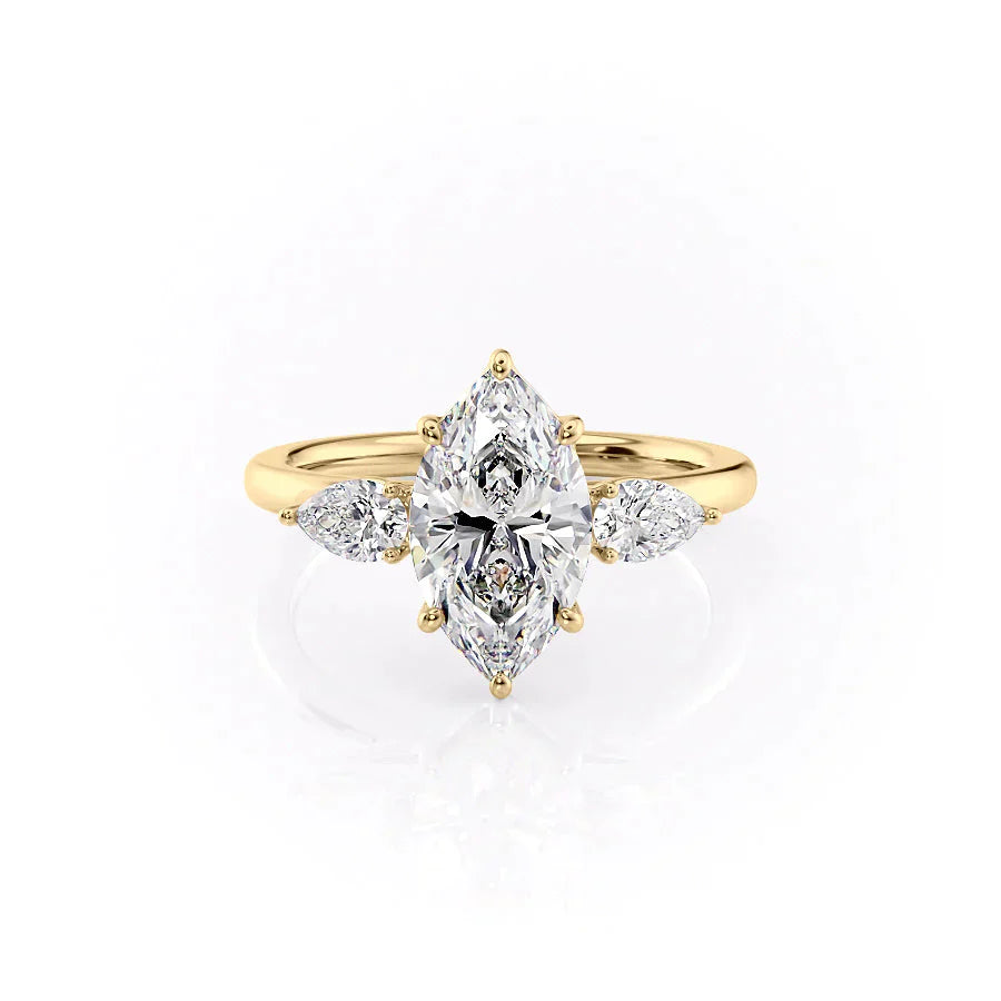 The Lauren Set With A 2.5 Carat Marquise Lab Diamond