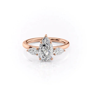 The Lauren Set With A 3.5 Carat Pear Moissanite