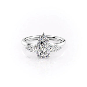 The Lauren Set With A 4 Carat Pear Moissanite