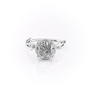 The Halo Twig Set With A 1 Carat Cushion Lab Diamond