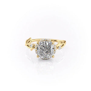 The Halo Twig Set With A 2.5 Carat Cushion Lab Diamond