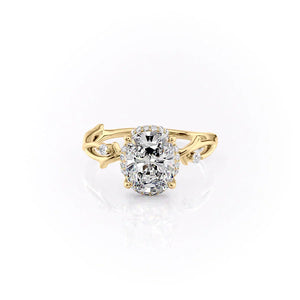 The Halo Twig Set With A 1 Carat Elongated Cushion Lab Diamond
