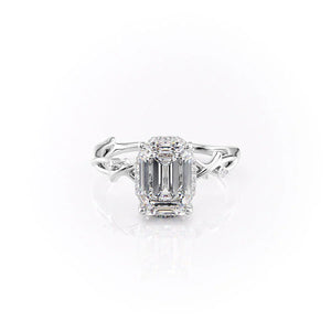 The Halo Twig Set With A 2.5 Carat Emerald Lab Diamond
