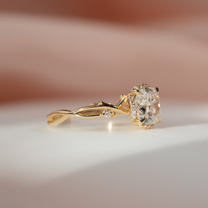 The Halo Twig Set With A 1 Carat Cushion Lab Diamond
