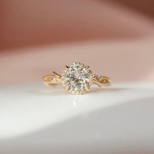 The Halo Twig Set With A 1 Carat Cushion Lab Diamond