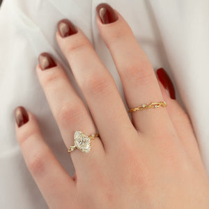 The Halo Twig Set With A 3 Carat Marquise Lab Diamond