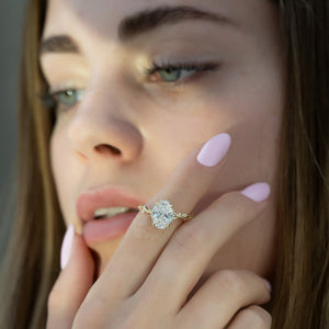 The Halo Twig Set With A 1 Carat Oval Lab Diamond