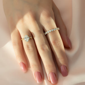 The Halo Twig Set With A 1 Carat Oval Lab Diamond