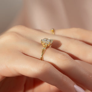 The Halo Twig Set With A 2.5 Carat Princess Lab Diamond