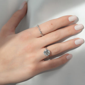 The Halo Twig Set With A 1.5 Carat Round Lab Diamond