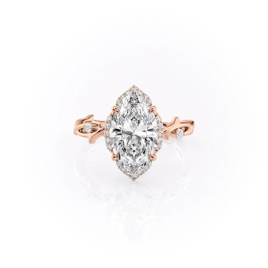 The Halo Twig Set With A 2.5 Carat Marquise Moissanite
