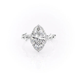 The Halo Twig Set With A 3 Carat Marquise Lab Diamond