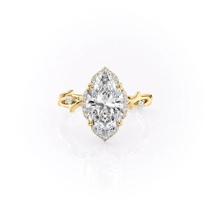 The Halo Twig Set With A 3 Carat Marquise Lab Diamond