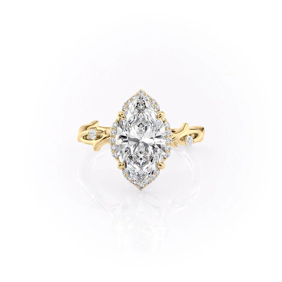 The Halo Twig Set With A 4.5 Carat Marquise Moissanite