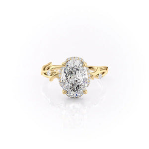 The Halo Twig Set With A 1 Carat Oval Lab Diamond