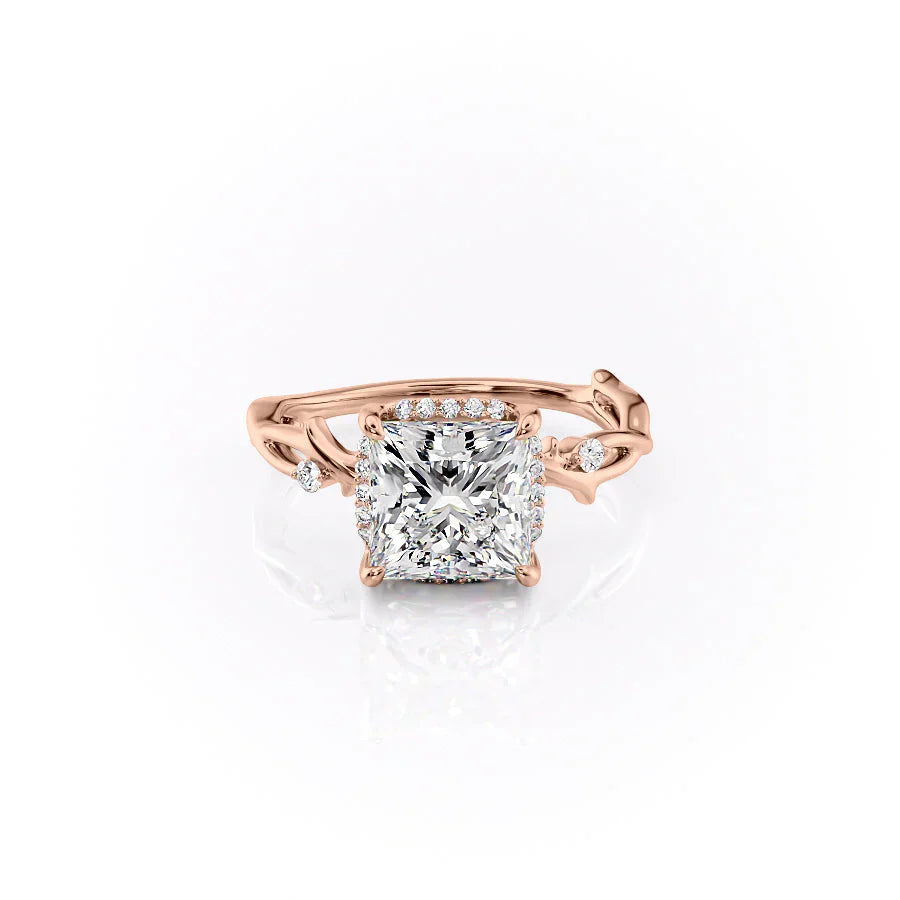 The Halo Twig Set With A 1 Carat Princess Lab Diamond