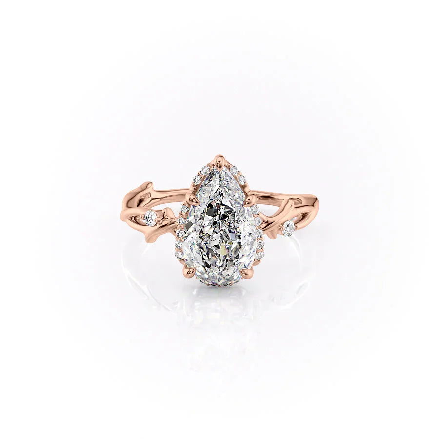 The Halo Twig Set With A 3 Carat Pear Lab Diamond