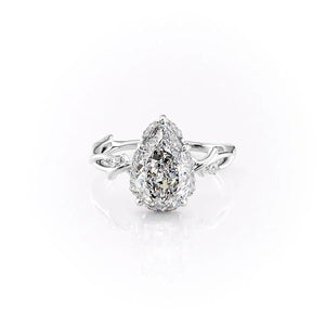 The Halo Twig Set With A 1 Carat Pear Lab Diamond