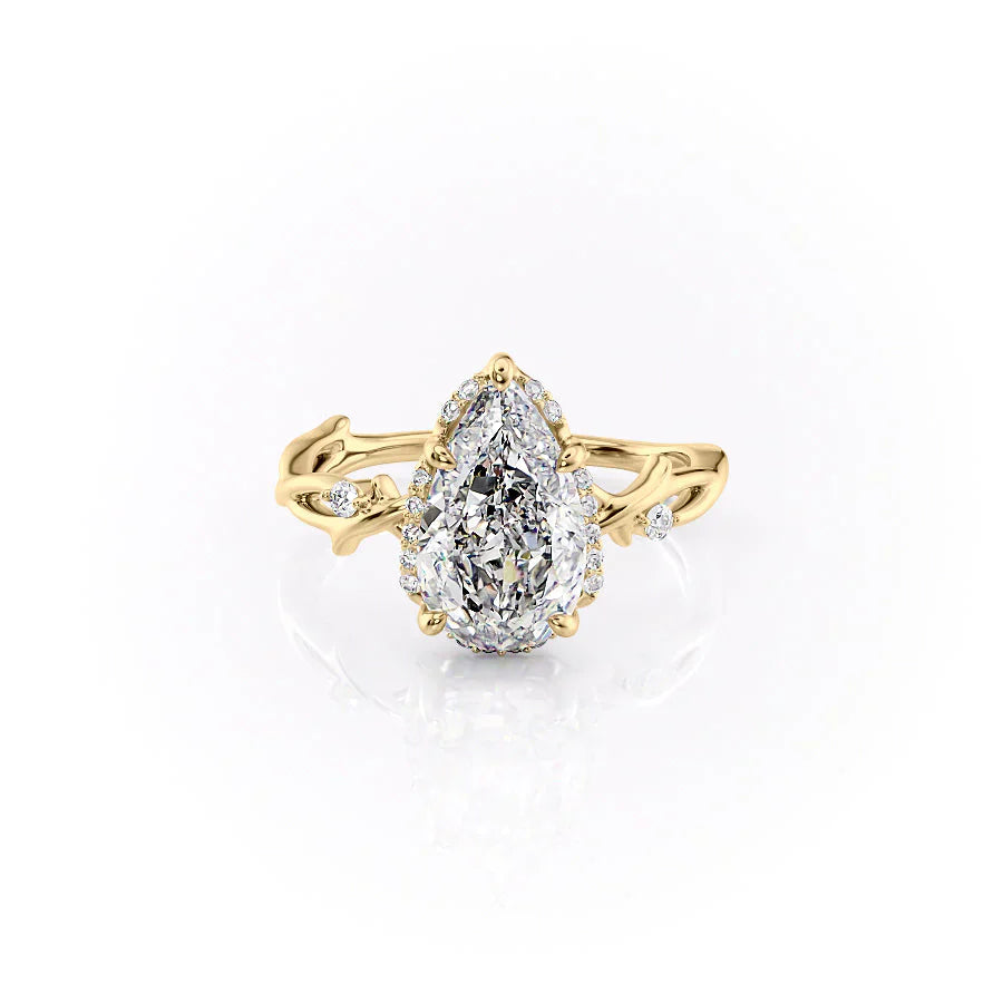 The Halo Twig Set With A 2.5 Carat Pear Lab Diamond