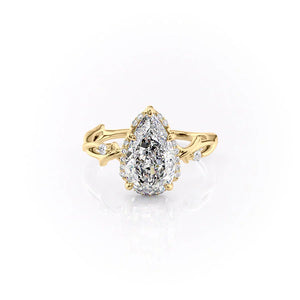 The Halo Twig Set With A 3 Carat Pear Lab Diamond