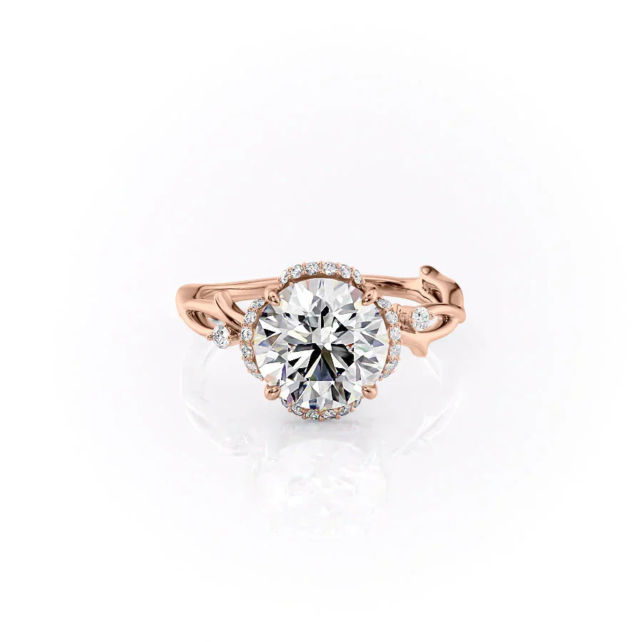 The Halo Twig Set With A 2 Carat Round Lab Diamond