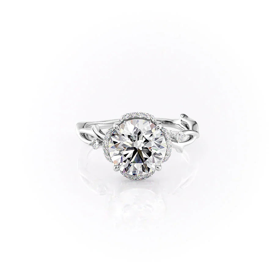 The Halo Twig Set With A 3 Carat Round Lab Diamond