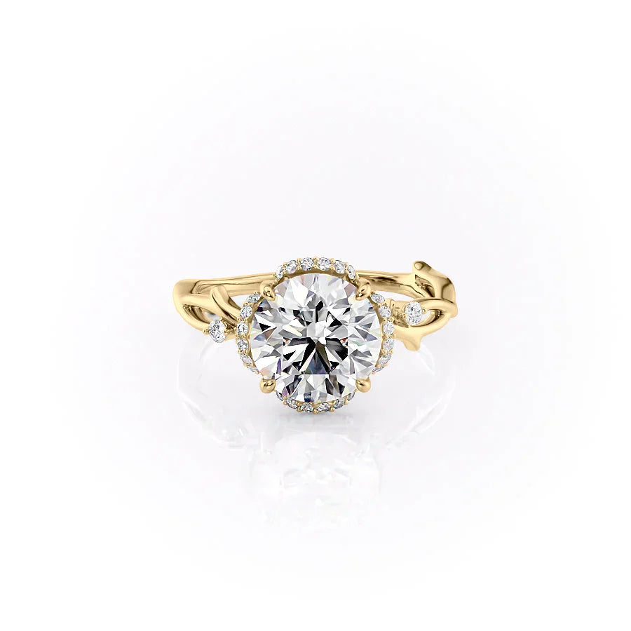 The Halo Twig Set With A 2.5 Carat Round Lab Diamond