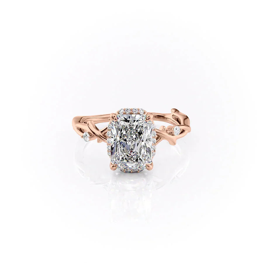 The Halo Twig Set With A 2 Carat Radiant Lab Diamond