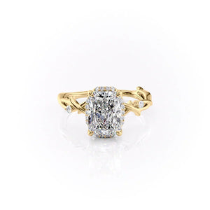 The Halo Twig Set With A 1.5 Carat Radiant Lab Diamond