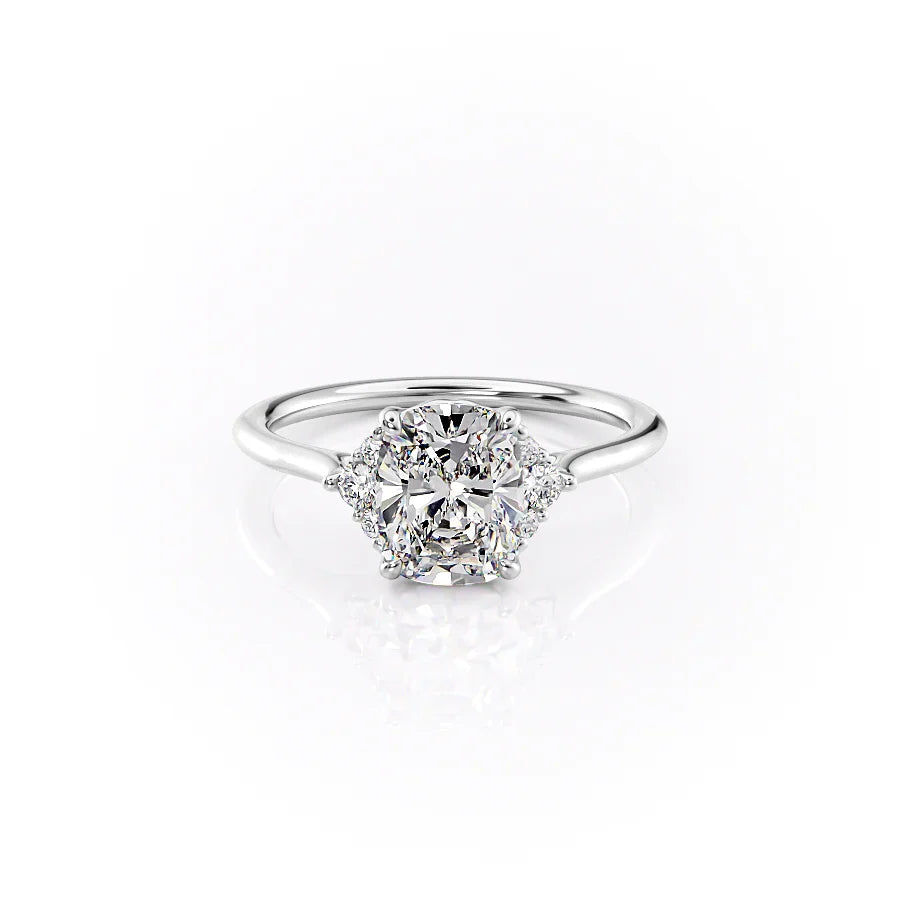 The Victoria Set With A 1 Carat Elongated Cushion Lab Diamond
