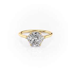 The Victoria Set With A 2.5 Carat Elongated Cushion Moissanite